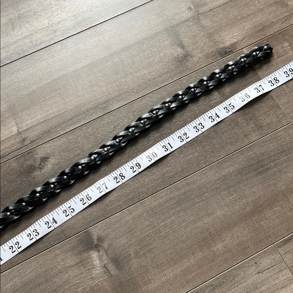 Black Braided Stud Belt Faux Leather - Picture 6 of 6